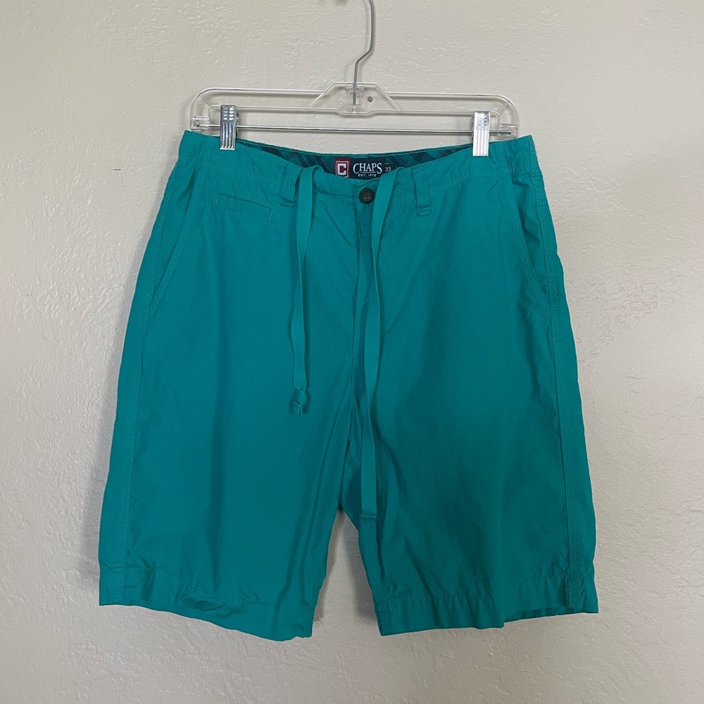 Chaps Shorts, Color Aqua Blue, Size 33, 5 pocket with drawstring